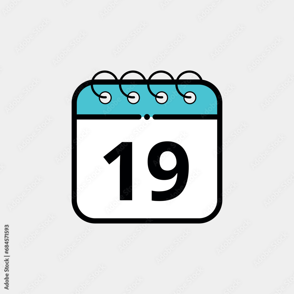 Calendar flat icon for websites, blogs and graphic resources. Calendar vector illustration with specific day marked, day 19. Calendar flat icon for websites, blogs and graphic resources. Calendar vector illustration with specific day marked, day 19.