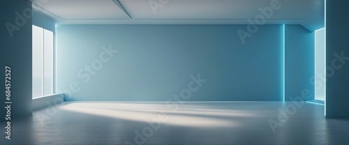 A tranquil blue space with a soft, corner glow offers a clean and minimalist setting for high-tech  © vanAmsen