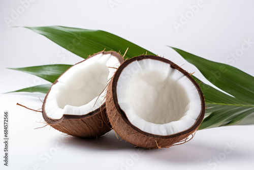 Coconuts on white background