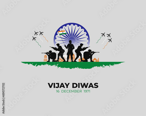 Vijay Diwas. Victory Day. 16 December 1971. Holiday Concept. Template for background with banner, poster and card. Vector illustration.