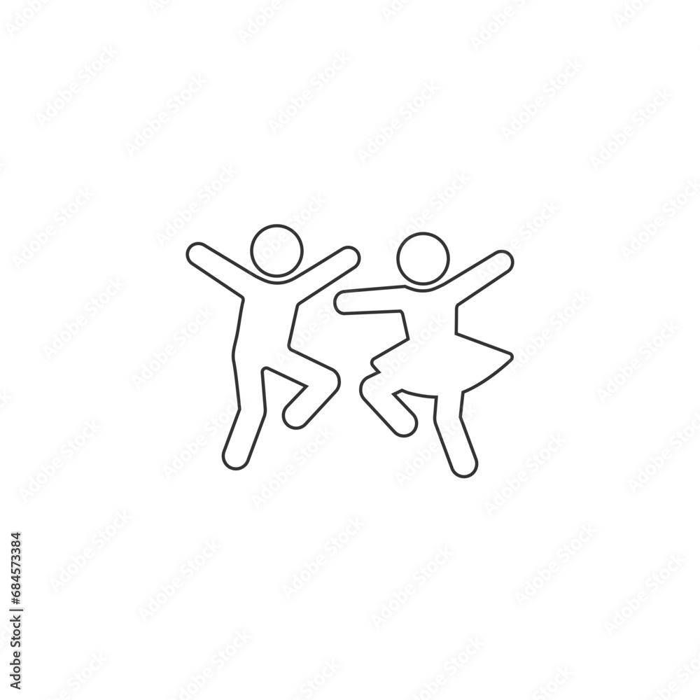 Dancing man and woman. Dancing couple of people. Happy people. Vector illustration