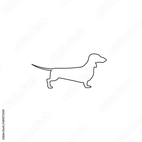 Dachshund dog icon on white background in flat. Vector illustration