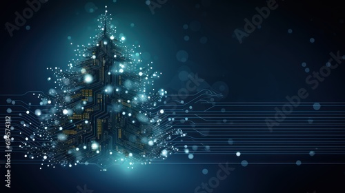 Christmas card IT technology background, wallpaper © Damian Sobczyk