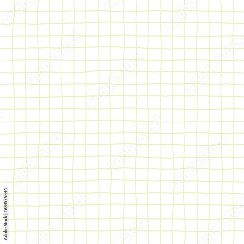 Doodle Gingham Check Plaid Vector Pattern. Vertical and horizontal hand drawn crossing pastel green stripes. Chequered geometrical background. Cottagecore Homestead Farmhouse Print
