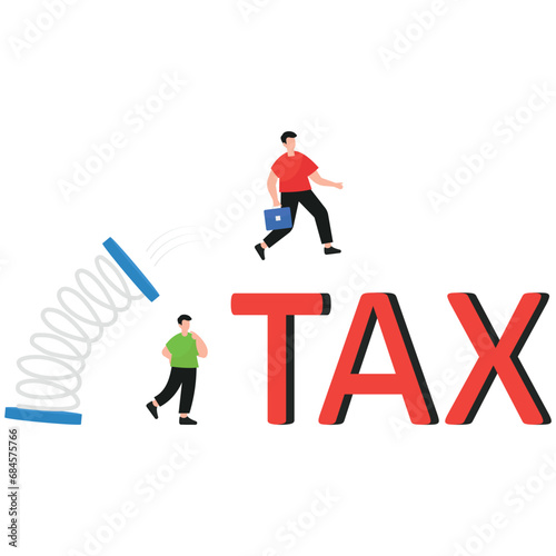 Businessman jumping over tax messages Illustration