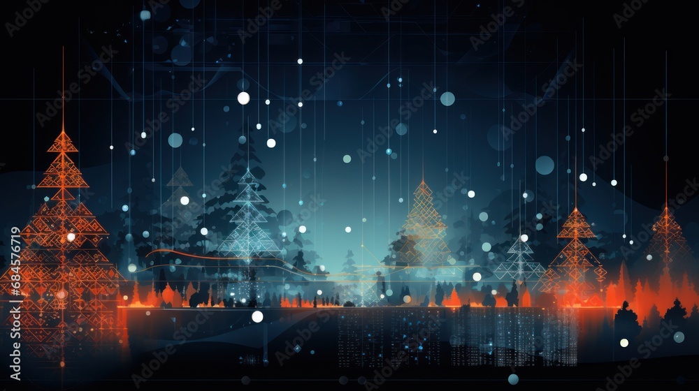 Obraz premium Digital Christmas decorations using graphic design software or code