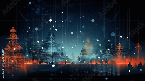 Digital Christmas decorations using graphic design software or code