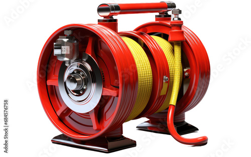 Fire Equipment Storage Hose Reel on White or PNG Transparent Background