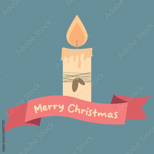Decorazione natalizia candele. Luce del Natale per card di auguri e biglietto regalo.  © sonia