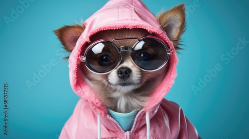 National Dress Up Your Pet Day: A pet dressed in a cute outfit, posing for a humorous and adorable photo photo