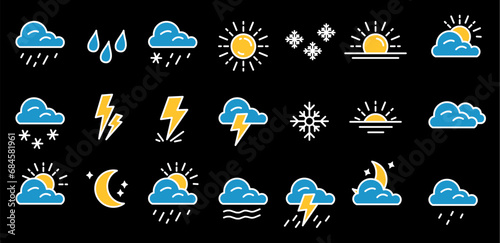 sun rain snow. moon cloud Luna. blue yellow