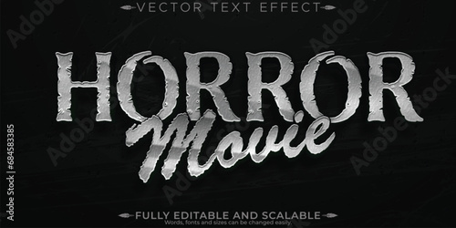 Horror movie text effect, editable vintage and scary text style