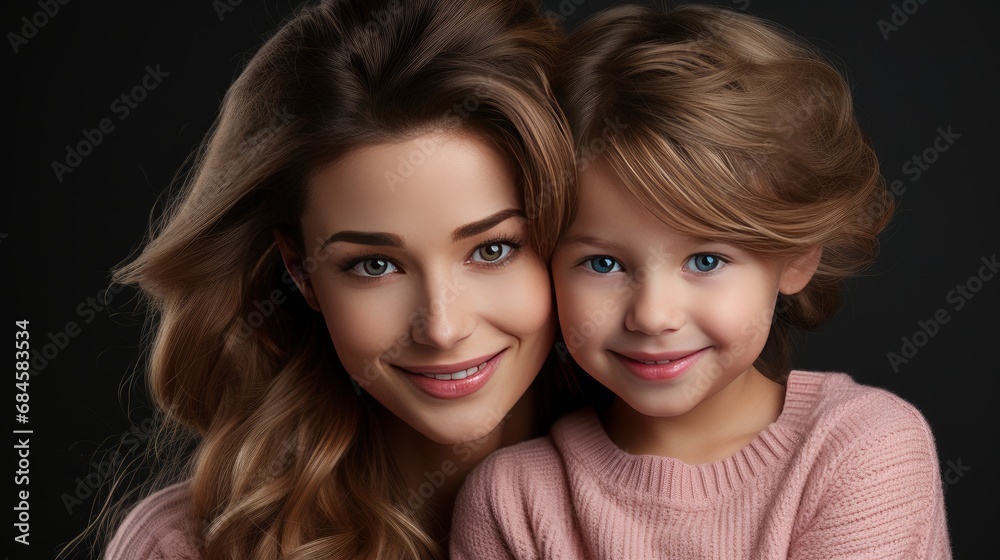 Mother Daughter Happy Family Portrait Little , Background HD, Illustrations