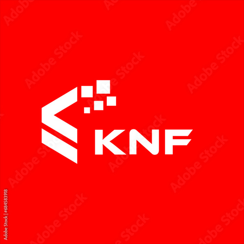 KNF letter technology logo design on red background. KNF creative initials letter IT logo concept. KNF setting shape design
 photo