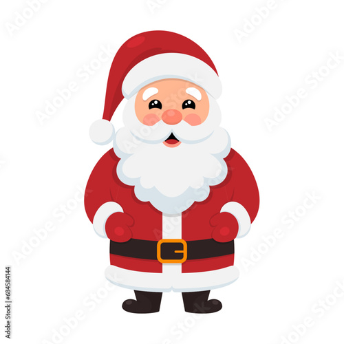 Cute Santa Claus. Cartoon character. New Year and Christmas design. Vector background