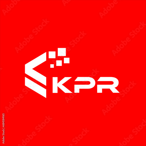 KPR letter technology logo design on red background. KPR creative initials letter IT logo concept. KPR setting shape design
 photo