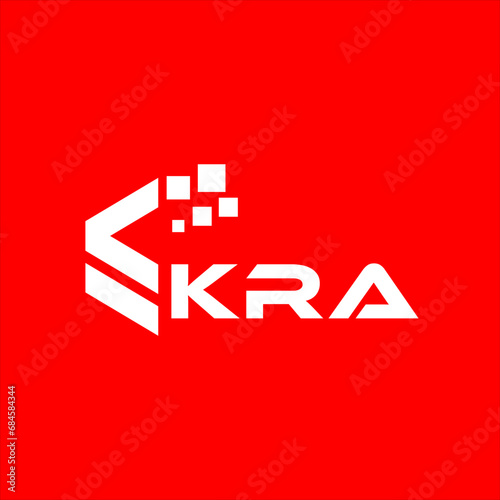 KRA letter technology logo design on red background. KRA creative initials letter IT logo concept. KRA setting shape design

