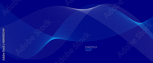 Dark blue airy particles flow vector design, abstract background with wave of flowing dots array, digital futuristic illustration, nano technology theme.