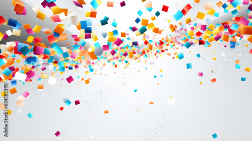 Colorful confetti on a white background. Abstract background with multicolored confetti. 