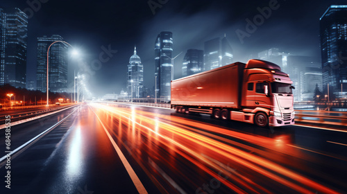Trucks on highway street in night time