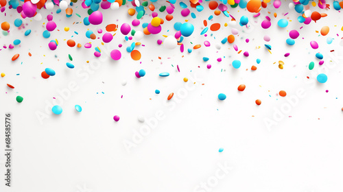 Colorful confetti on a white background. Abstract background with multicolored confetti. 