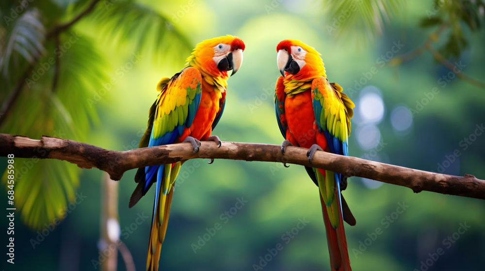 Two colorful parrots
