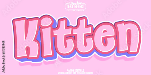 Kitten Pink editable text effect, customizable cute and cat 3D font style