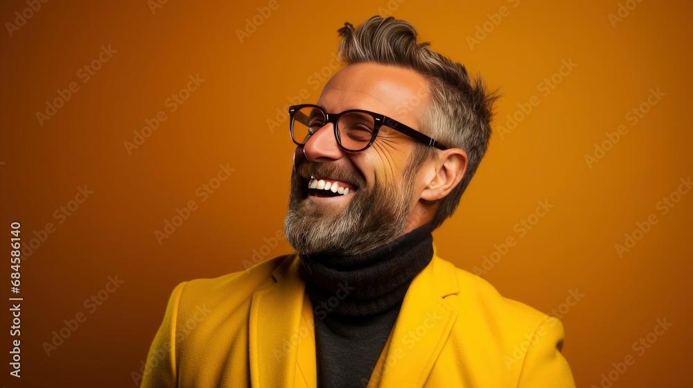 Obraz premium Photo Creative Cheerful Guy Dressed Wild , Background HD, Illustrations