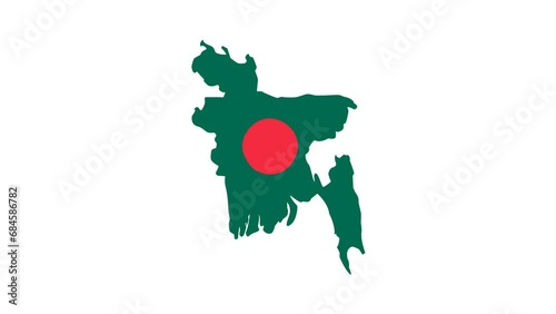Bangldesh map moving dancing animation with alpha channel isolated on white transparent background photo
