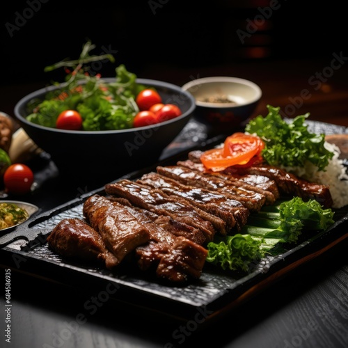 Beef Steak Presented Artfully on a Dish, Culinary Delight