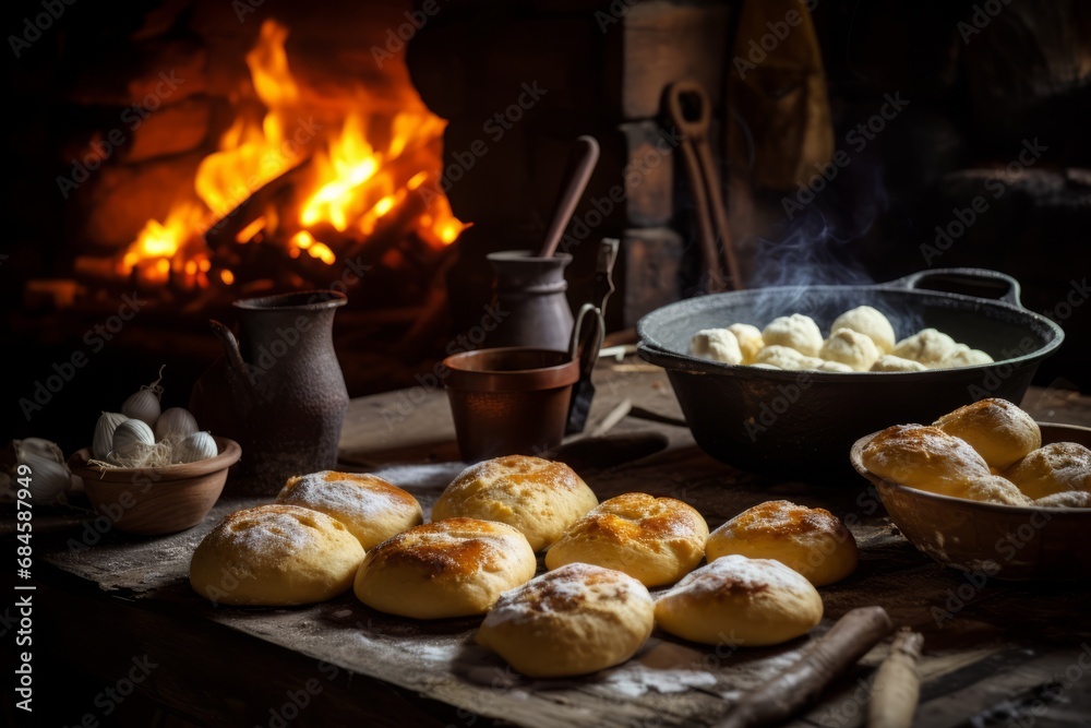 Traditional Finnish Uunijuusto Baking in a Rustic Oven, Highlighting the Authenticity of Scandinavian Cuisine and the Warmth of Homemade Food