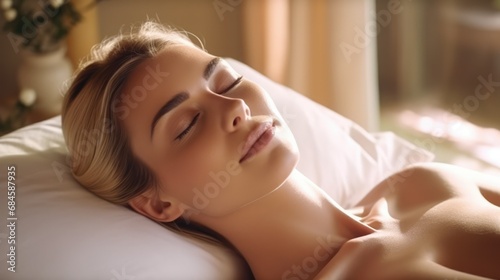 Woman Indulging in Luxurious Spa Treatments, be Massaged, Relaxing