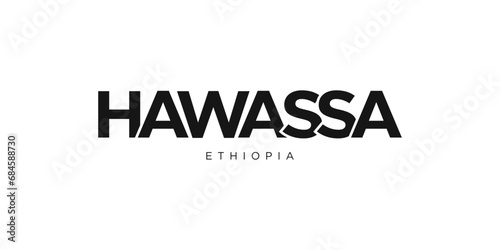 Hawassa in the Ethiopia emblem. The design features a geometric style, vector illustration with bold typography in a modern font. The graphic slogan lettering.