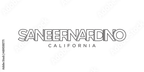 San Bernardino, California, USA typography slogan design. America logo with graphic city lettering for print and web.