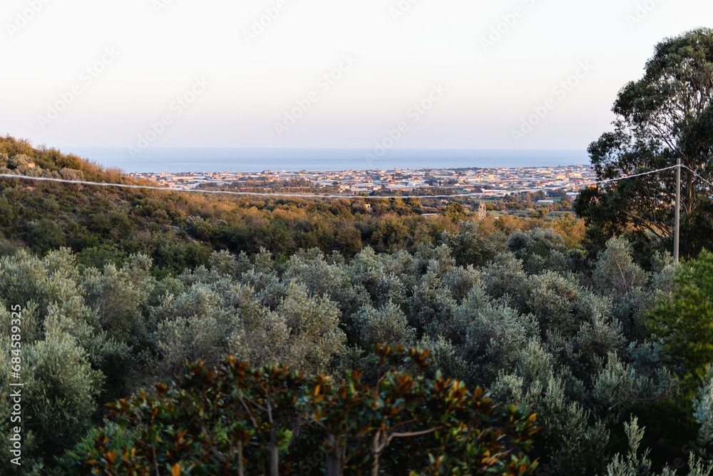 Peace and tranquility in the evening in the countryside with breathtaking mountain views - calm and serenity