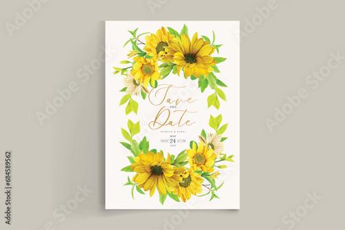 yellow sunflower background and frame arrangement card
