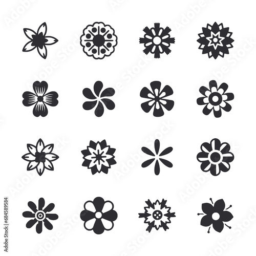Fototapeta Naklejka Na Ścianę i Meble -  Set of Flower decoration icon for web app simple silhouettes flat design