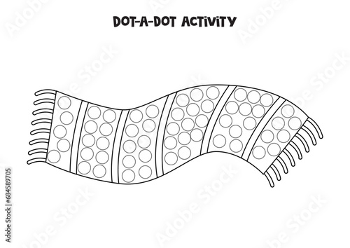 Dot a dot game for preschool kids. Cute winter scarf.