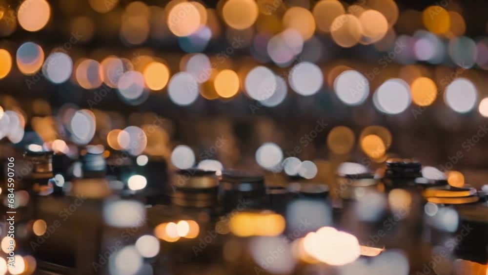 bokeh lights in the city, blurred vision, sparkling lights