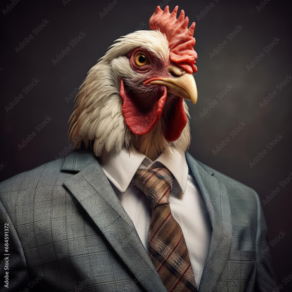 Rooster in suit and tie