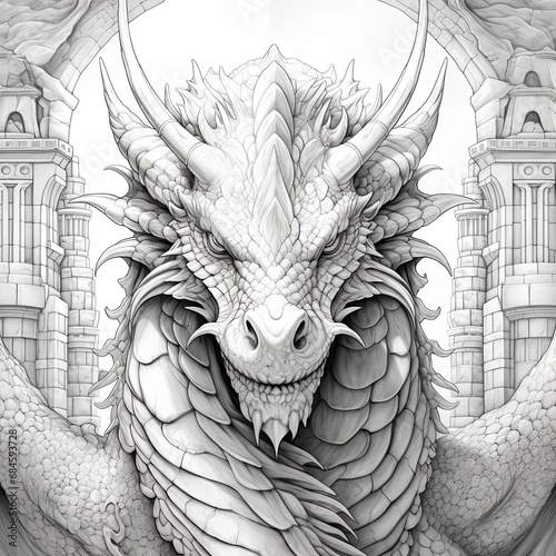 Dragon Lair Fantasy Coloring Page photo