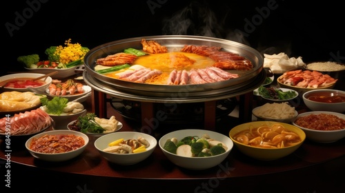 Hotpot buffet, sukiyaki, shabu japanese or korean - asian food in a restaurant  photo