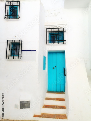 typical corners of the Andalusian village of Frigiliana, tourist destination, white village of Málaga, 