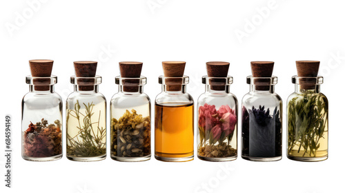 Set of Essential Oils Isolated on Transparent or White Background, PNG photo