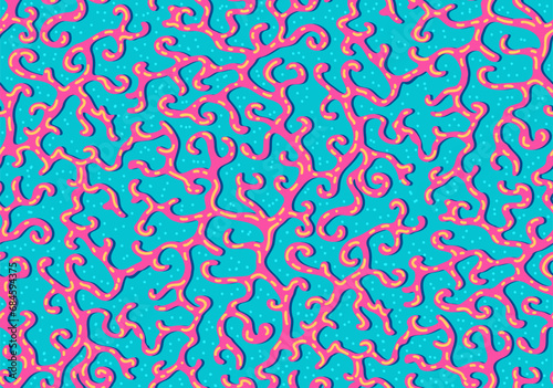corals fans seamless pattern, blue and pink underwater fancy groovy coastal marine nautical aquatic preppy ocean seafern seaweed repeat design, vector illustration graphic print
