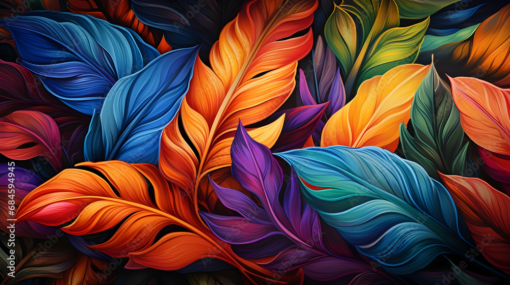 Different Color Leaf Background Abstract, Generated Ai. Different Color Leaf Background Abstract, Generated Ai.