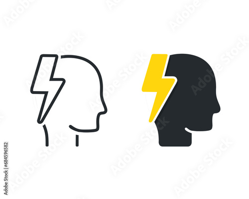 People heads with lightning , brainstorming. Illustration vector