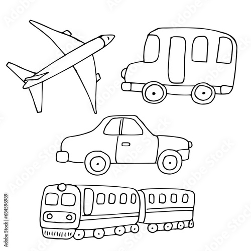 Transport set vektor illustration hand drown