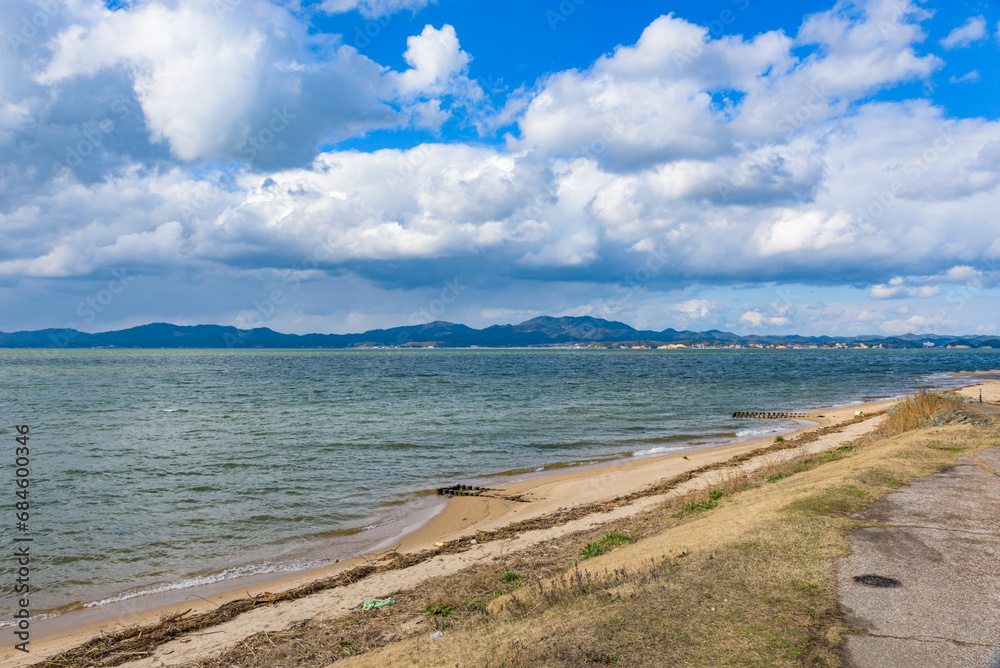 View of the Shinji-ko (Lake Shinji) in Shimane Prefecture, Japan