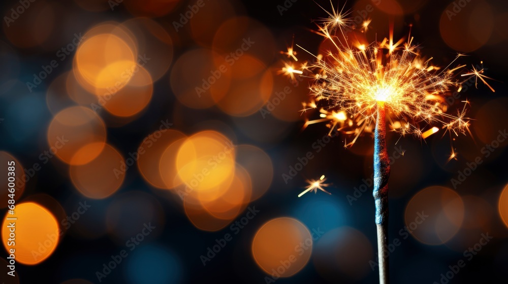 Fototapeta premium Sparklers On Black Background , Background HD, Illustrations